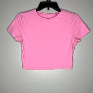 Wild Fable Pink Cropped Basic Baby Tee Shirt Womens Size Medium